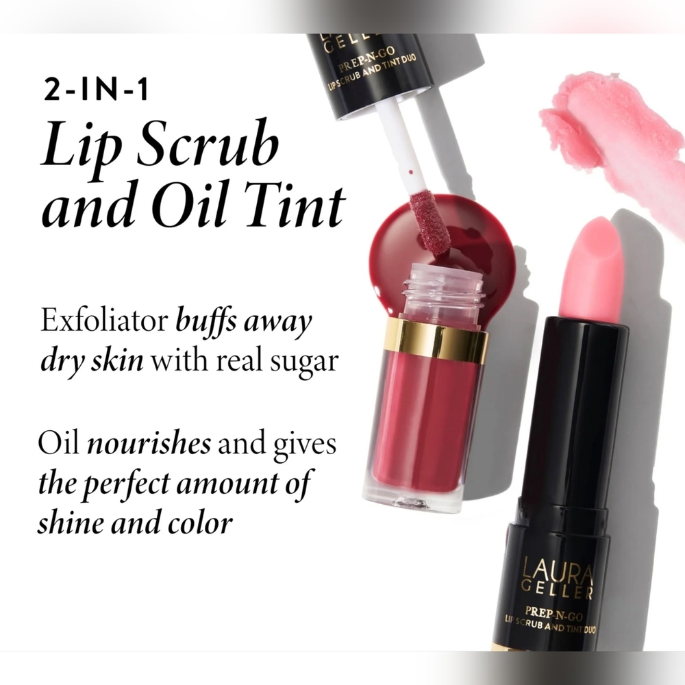 Laura Geller Prep-N-Go Lip Scrub and Oil Tint Color Finish Line New - Picture 6 of 8